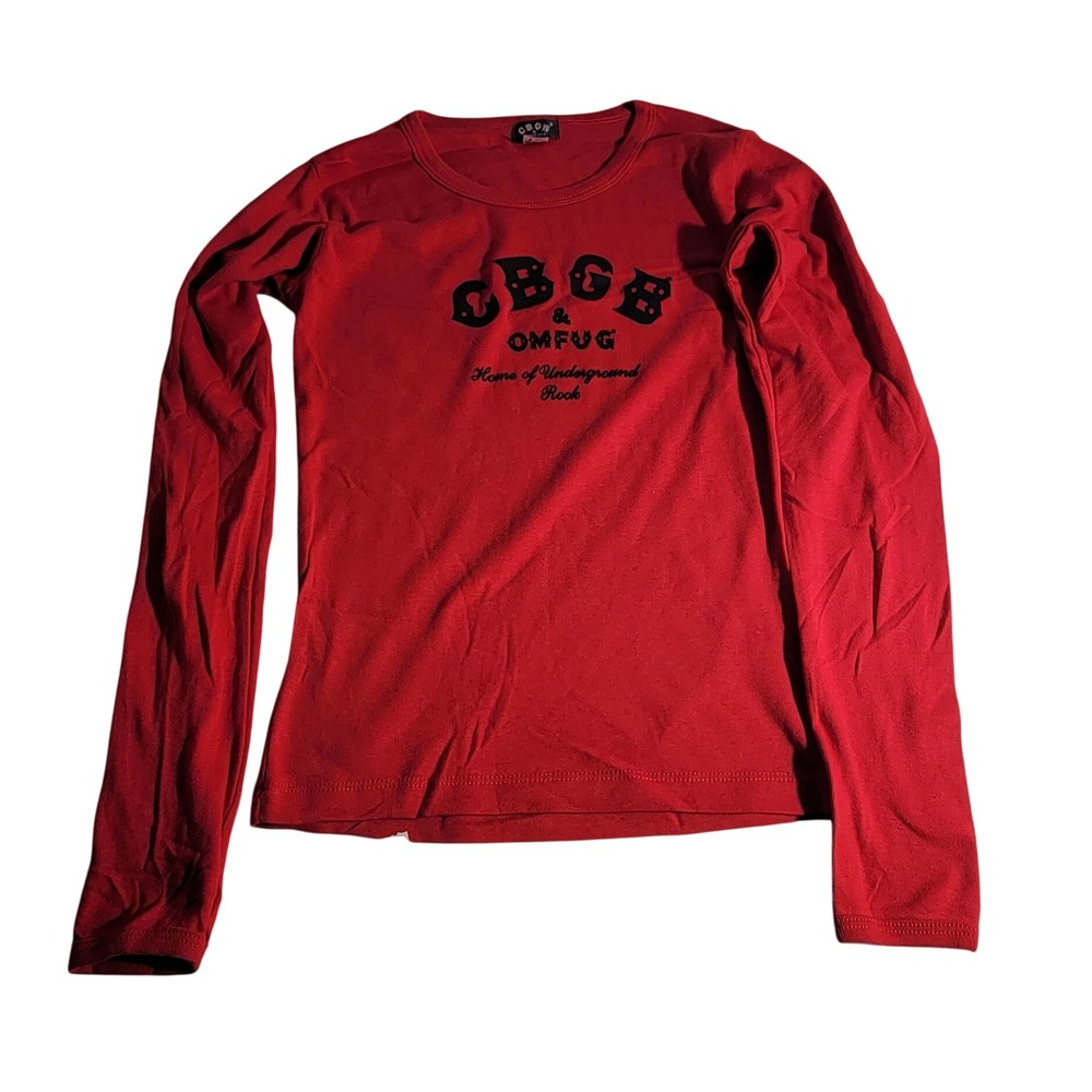 CBGB OMFUG Home of Underground Rock Red Long Sleeve Graphic Tee Small USA Made